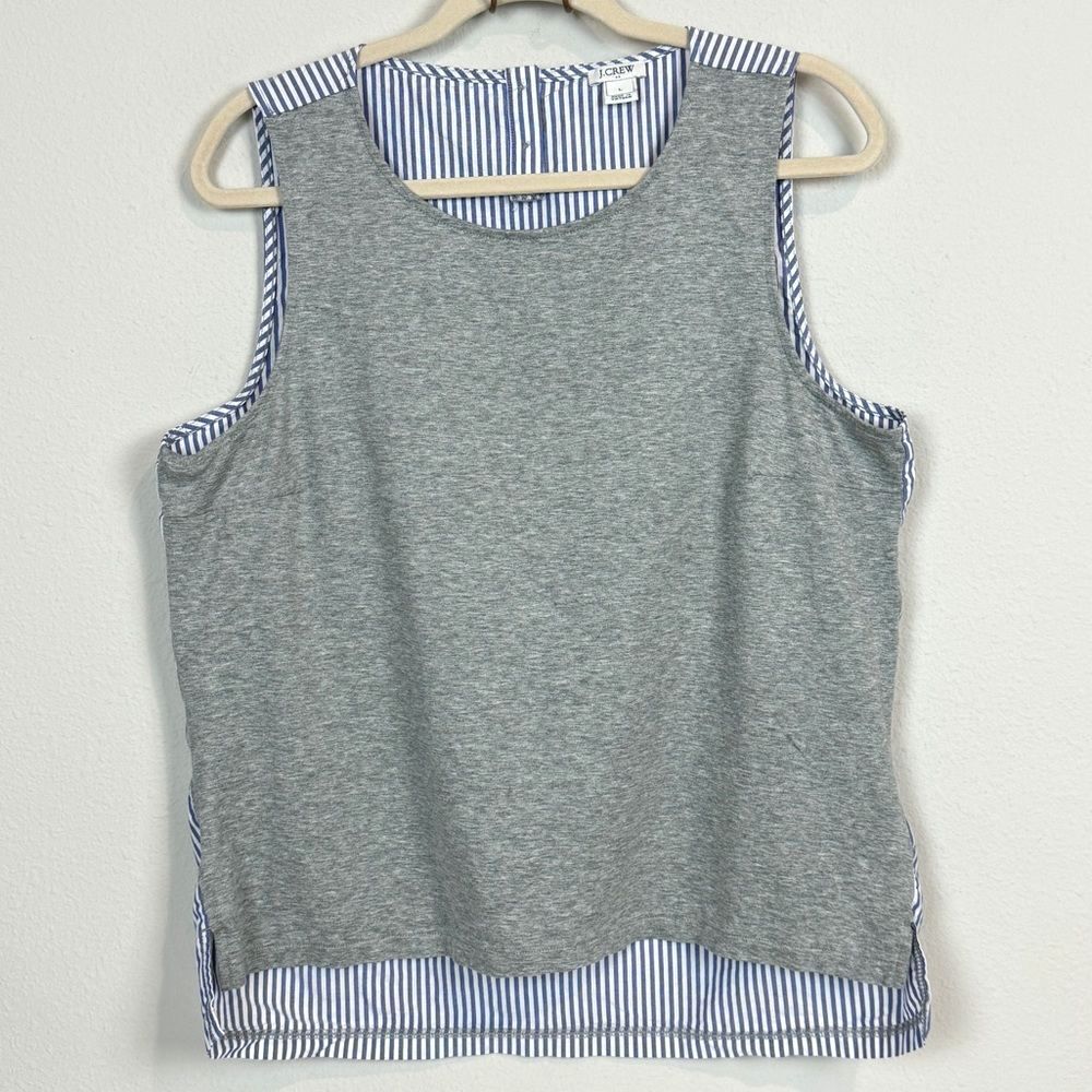 J. Crew Factory Sleeveless Blouse Grey Front Striped Back L